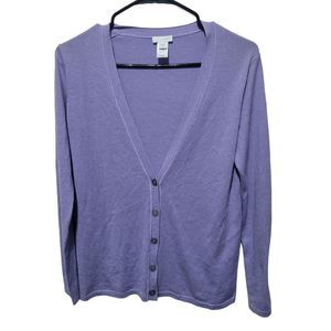 J.Jill Purple Button Front Silk Blend Cardigan Sweater